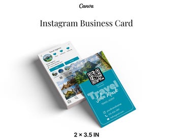 Reisebüro Visitenkarte und Instagram Vorlage - Bearbeitbare Canva Dankeskarte
