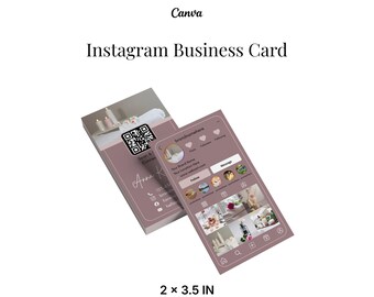 Instagram Visitenkarte mit QR-Code - Bearbeitbare Canva Vorlage, digitaler Download