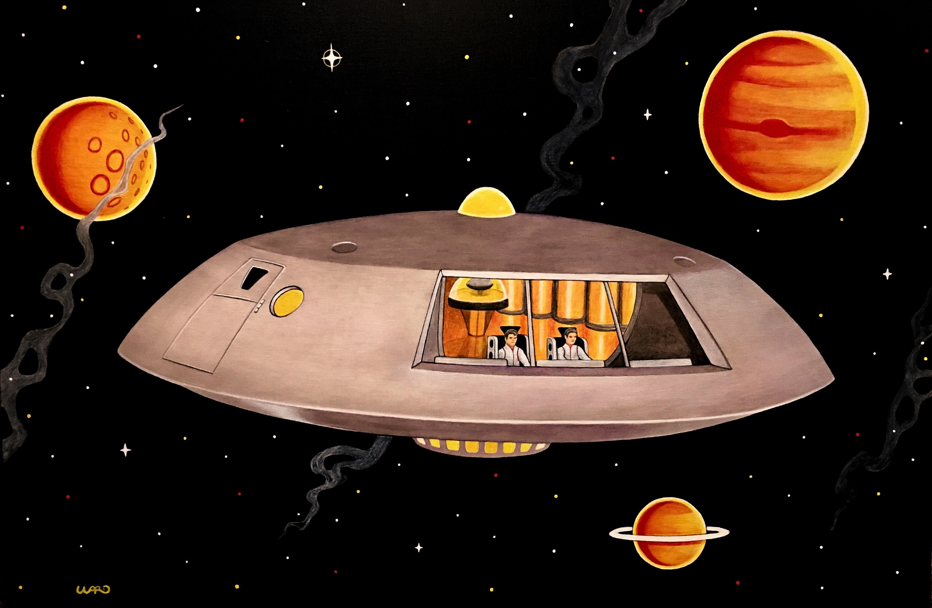 8 1/2 x 11 flying saucer Jupiter 2 space art print from Etsy