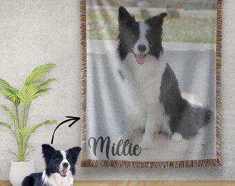 Custom Pet Photo Blanket, Personalized Pet Portrait Gift, Customized Pet Picture Blanket, Custom Throw Blanket, Pet Memorial Dog Mom Cat Mom