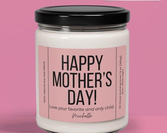 Personalized Mother's Day Soy Candle: Humorous Gift from Favorite Child