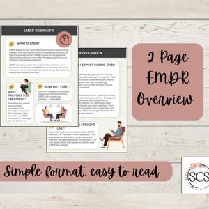 EMDR worksheet, 2 page EMDR overview, emdr work, emdr ocd, emdr trauma, PDF printable, emdr journal, emdr therapist, emdr counselor