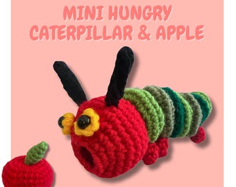 Crochet Hungry Caterpillar & Apple - Amigurumi PDF Pattern ONLY | Beginner Nursery Toy | Storytime Baby Decor | Gift for Book Lovers