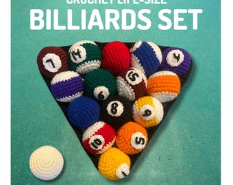 Crochet Pool Ball Set – Life-Size Amigurumi Pattern ONLY | Game Room Decor | Fun Gift for Him | Beginner Crochet Project