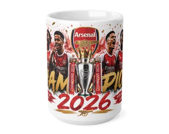 Arsenal Champions 2026 Duży kubek 15 uncji z owijanym wzorem