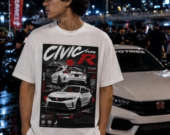 Koszulka z grafiką Honda Civic Type R, sportowy samochód JDM, prezent dla taty