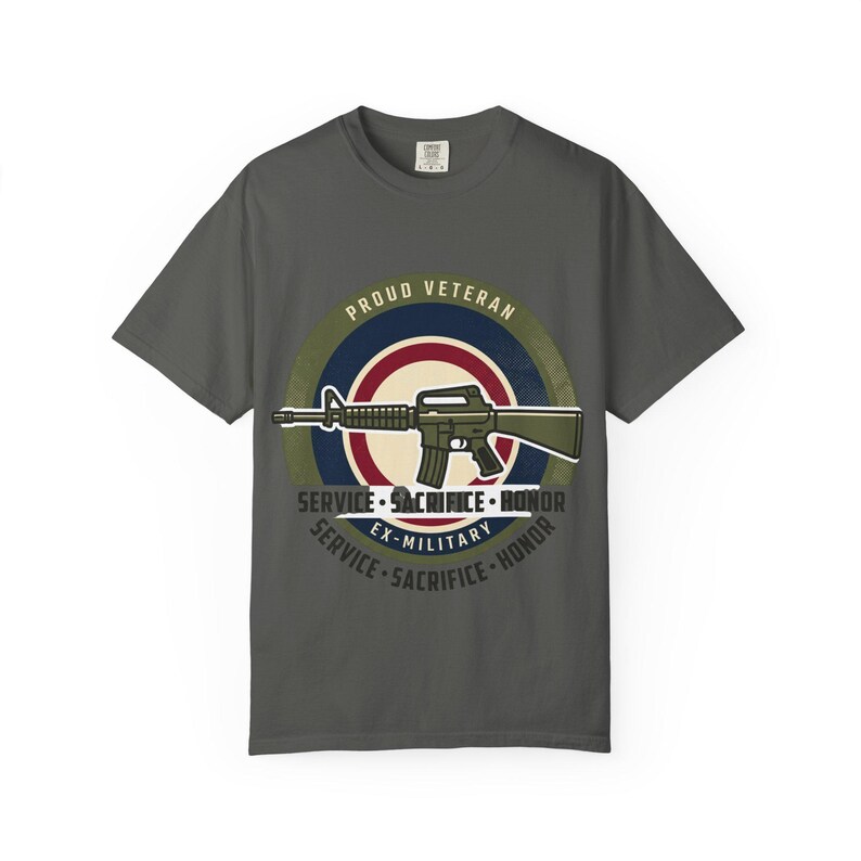Proud Veteran Rifle Emblem T-Shirt Service Sacrifice Honor image 4
