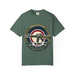 Proud Veteran Rifle Emblem T-Shirt Service Sacrifice Honor image 7