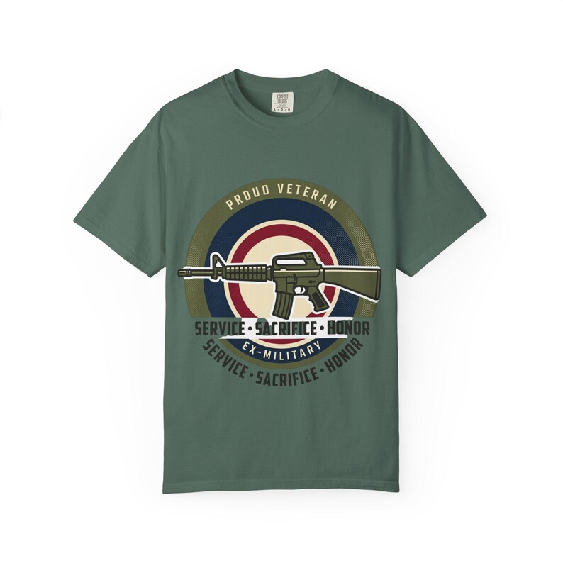 Proud Veteran Rifle Emblem T-Shirt Service Sacrifice Honor image 7