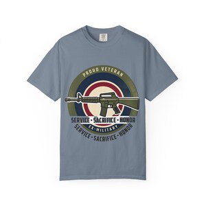 Proud Veteran Rifle Emblem T-Shirt Service Sacrifice Honor image 10