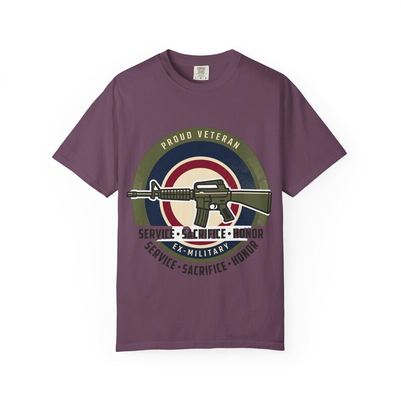 Proud Veteran Rifle Emblem T-Shirt Service Sacrifice Honor image 15