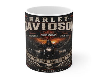 Kubek motocyklowy Harley Davidson Biker Skull: projekt „Żyj, aby jeździć”
