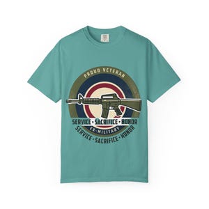 Proud Veteran Rifle Emblem T-Shirt Service Sacrifice Honor image 8