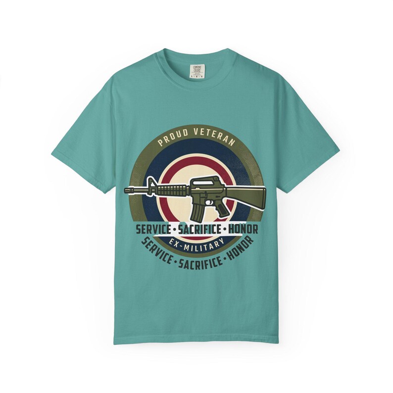 Proud Veteran Rifle Emblem T-Shirt Service Sacrifice Honor image 8