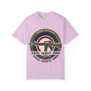 Proud Veteran Rifle Emblem T-Shirt Service Sacrifice Honor image 13