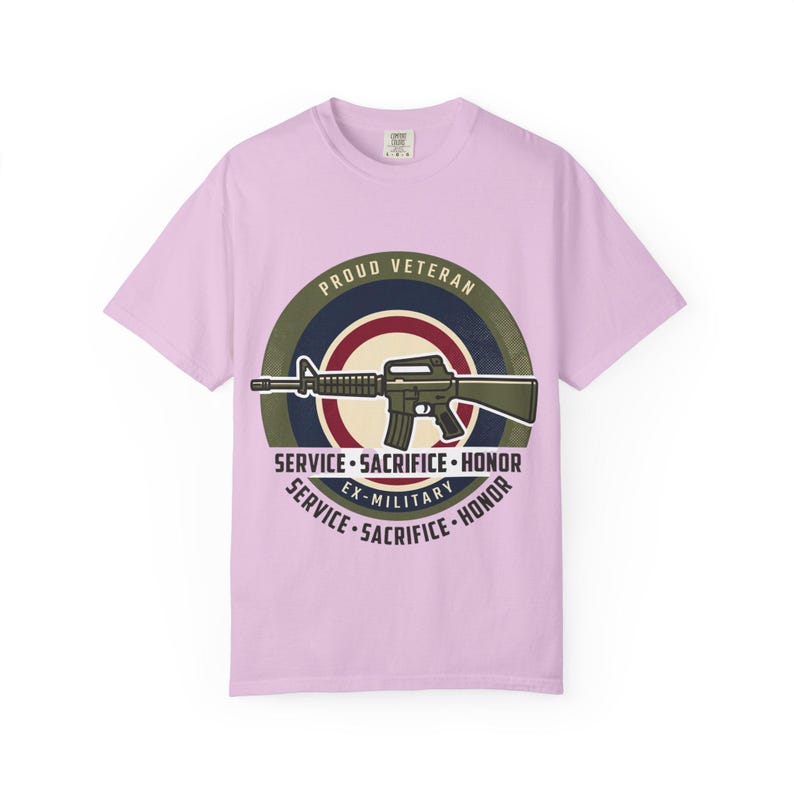 Proud Veteran Rifle Emblem T-Shirt Service Sacrifice Honor image 13