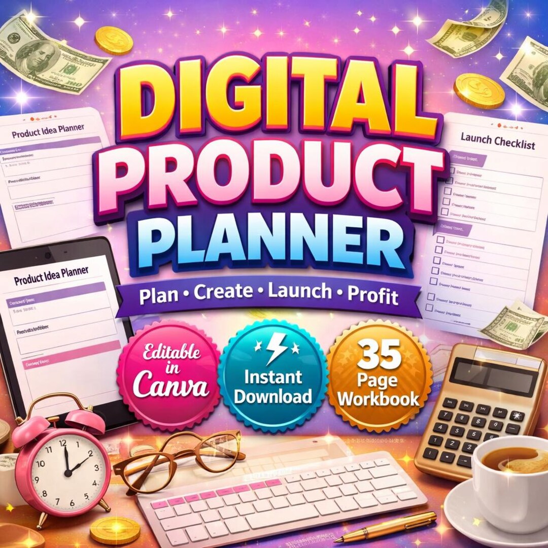 Digital Product Planner Canva Template Printable Etsy Seller Workbook ...