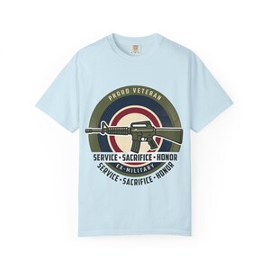 Proud Veteran Rifle Emblem T-Shirt Service Sacrifice Honor image 9
