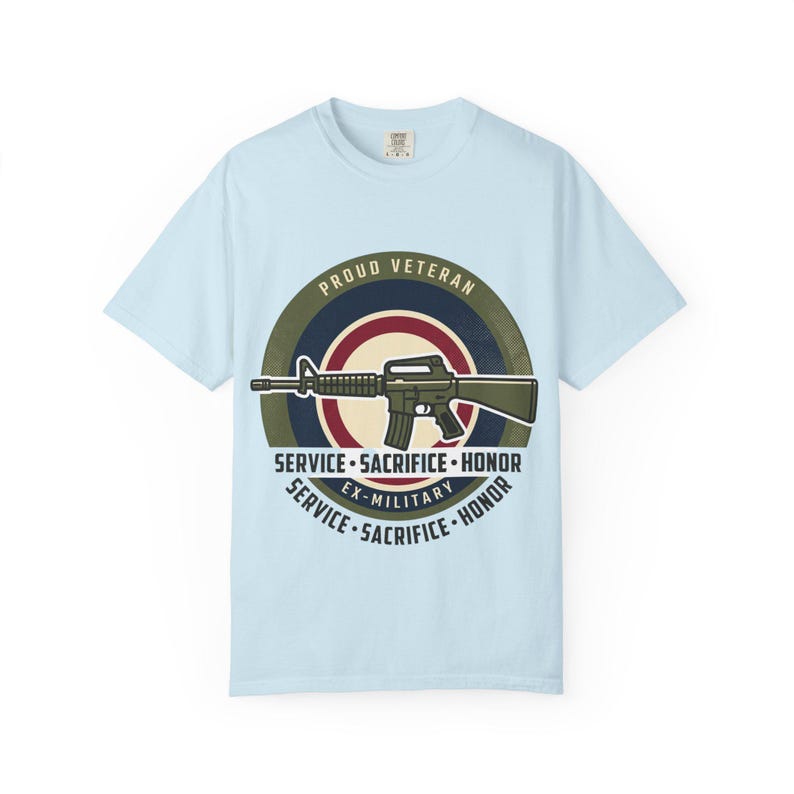 Proud Veteran Rifle Emblem T-Shirt Service Sacrifice Honor image 9