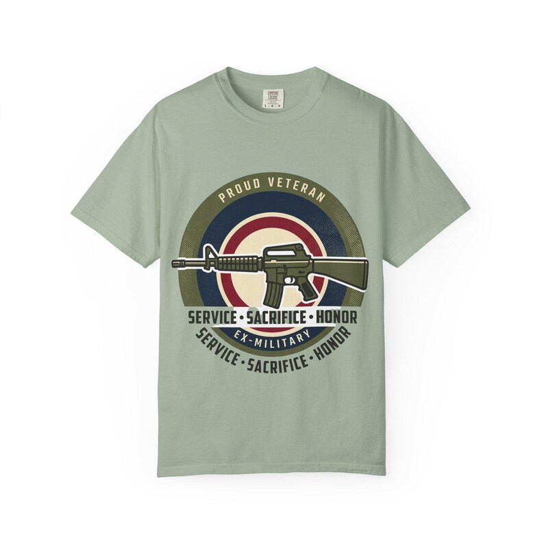Proud Veteran Rifle Emblem T-Shirt Service Sacrifice Honor image 6