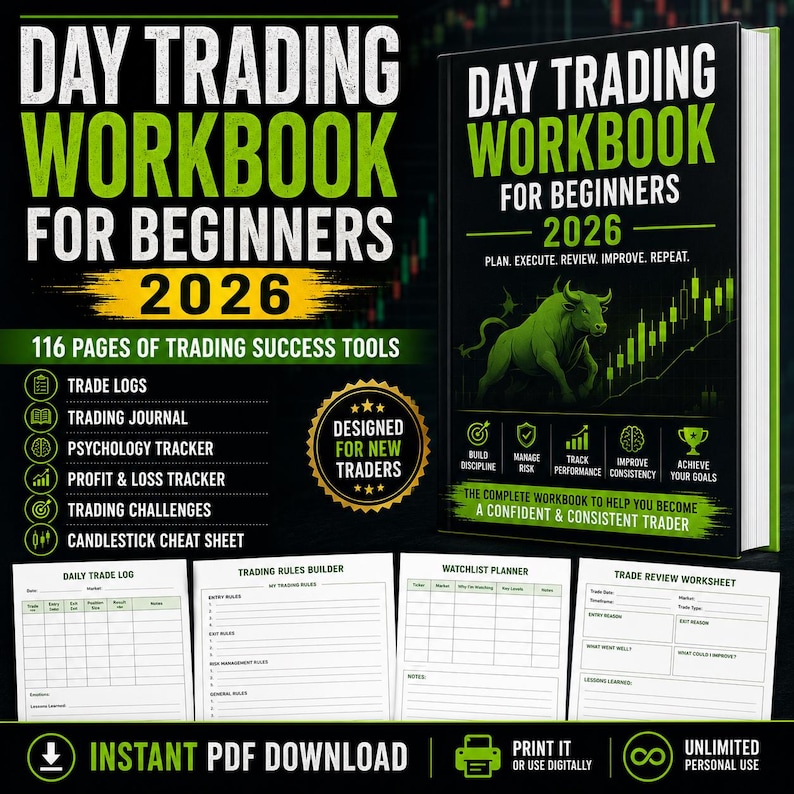 Day Trading Workbook for Beginners 2026 116 Page PDF Download - Etsy