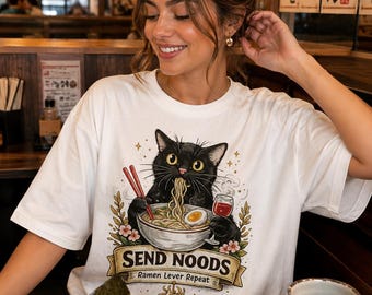 Koszulka Black Cat Ramen: Wyślij koszulkę miłośnika makaronu
