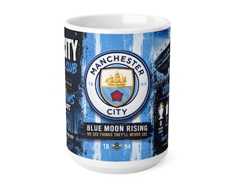 Duży kubek 15 uncji dla kibiców Manchesteru City, prezent dla kibica Manchesteru City