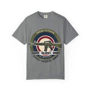 Proud Veteran Rifle Emblem T-Shirt Service Sacrifice Honor image 5