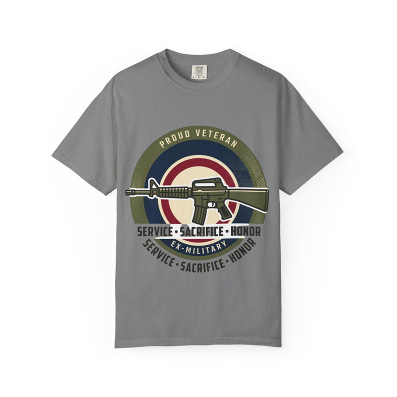 Proud Veteran Rifle Emblem T-Shirt Service Sacrifice Honor image 5