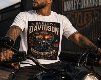 Koszulka z grafiką motocyklową Harley Davidson, prezent dla motocyklistów w stylu vintage