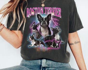 90s Dog Shirt, Boston Terrier Shirt, Bootleg Rap Tee, Dog Face Shirt, Dog Picture Shirt, Dog Rap Shirt, Dog Bootleg Shirt, Vintage Dog Shirt