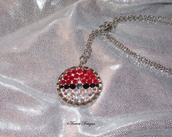 Swarovski Pokeball Pendant Necklace Pokemon Handmade One of a Kind OOAK Custom by TorresDesigns - Ready To Ship