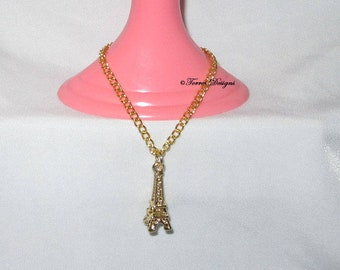 Doll Eiffel Tower Pendant Necklace for Barbie Ever After High Monster High Dolls Handmade Custom by TorresDesigns - Ready To Ship