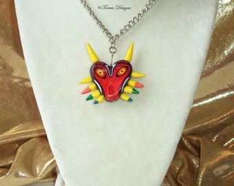 Sculpted Majora's Mask Pendant Necklace Legend of Zelda One of a Kind Handmade Custom by TorresDesigns - Ready To Ship