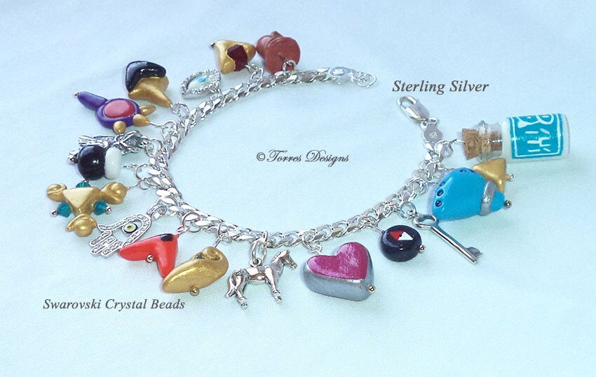 Zelda Sterling Silver Swarovski Crystals Charm Bracelet - España