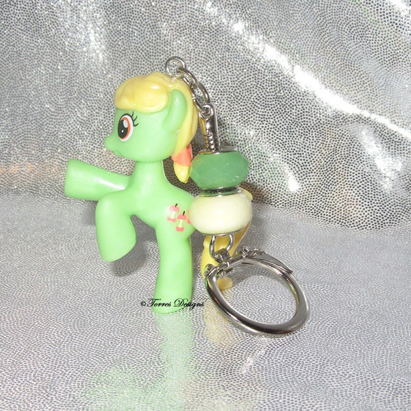 Apple Munchies Keychain Key Ring My Little Pony Custom made with Glass Slider Beads One of a Kind OOAK by TorresDesigns - Ready To Ship