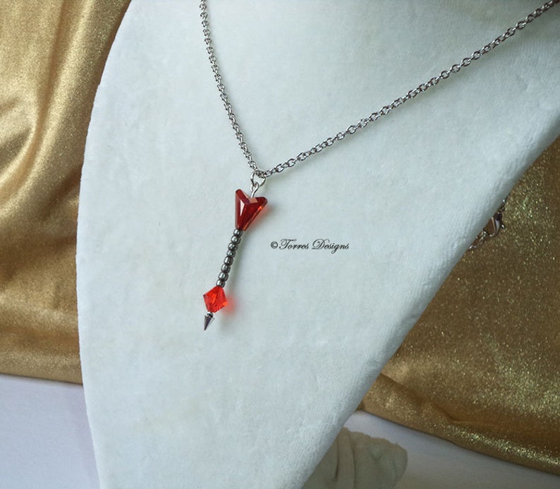 Fire Arrow Swarovski Crystals Pendant Necklace Legend of Zelda Handmade Custom One of a Kind OOAK by TorresDesigns Ready To Ship image 2