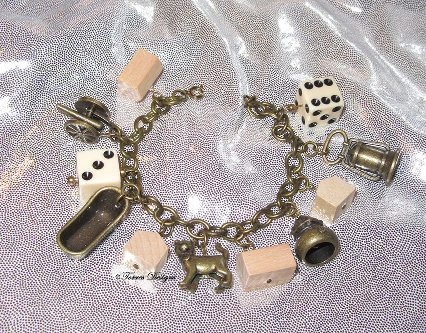Monopoly board game pieces Charm Bracelet 7.5 inches Custom Etsy