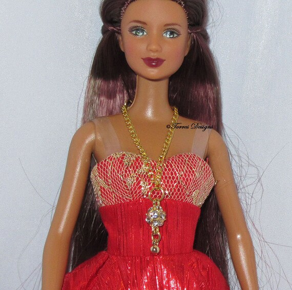 Doll Necklace Rhinestone Ball Pendant Gold Chain for Barbie and Same Size  Doll Handmade Custom by Torresdesigns Ready to Ship -  Canada