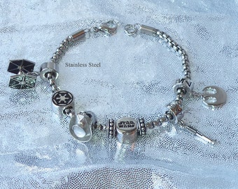 Star Wars Charm Bracelet 3mm Stainless Steel Custom made by TorresDesigns - Ready To Ship