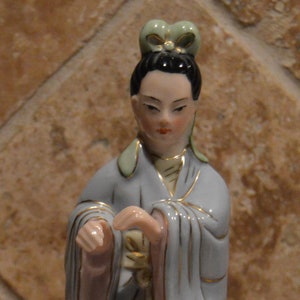 Vintage Buddhist Diety Figurine~About 9&quot; Tall~Guanyin~The Mother Of Buddha~Bodhisattva~Gold Accents~Minor Paint Wear