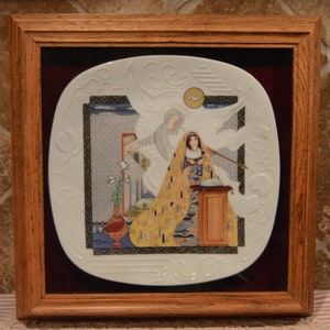 Gorgeous Plate "The Annunication"~First Issue By Knowles~Framed In Shadow Box With Glass Front~13" x 13"~Plate Is 9 1/2" x 9 1/2"