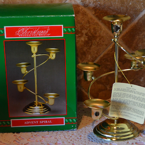 House Of Lloyd~Brass Advent Spiral Taper Holder~1993~Never Used~Holds Five Taper Candles~Christmas Around The World~About 10&quot; Tall