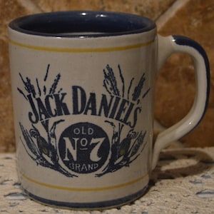 Super Cool Jack Daniels Crock Mug~Weighs Almost A Pound Alone~Made Expressly For Jack Daniel Distillery By Louisville Stoneware~4&quot; Tall