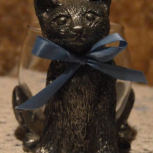 Portavelas o recipiente para popurrí de peltre con forma de gatito, perfecto para ocasiones especiales ~De 1984, de Metzke~Aproximadamente 10 cm de alto