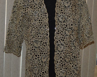 Gorgeous Sequined And Beaded Overshirt Jacket By Exclusively Tesoro's From The Philippines~Size 14