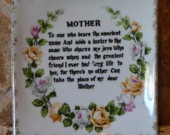 Precious "Mother" Trinket Dish~Beautiful Flowers~3 3/4" x 3 3/4"~Great For Sink Side or Bed Side