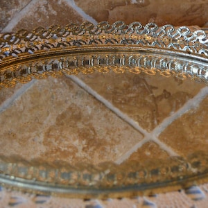 Lovely Oval Mirrored Vanity Tray~Hollywood Regency~12&quot; x 8 1/2&quot;~Filigree Frame~Minor Scratches On Mirror