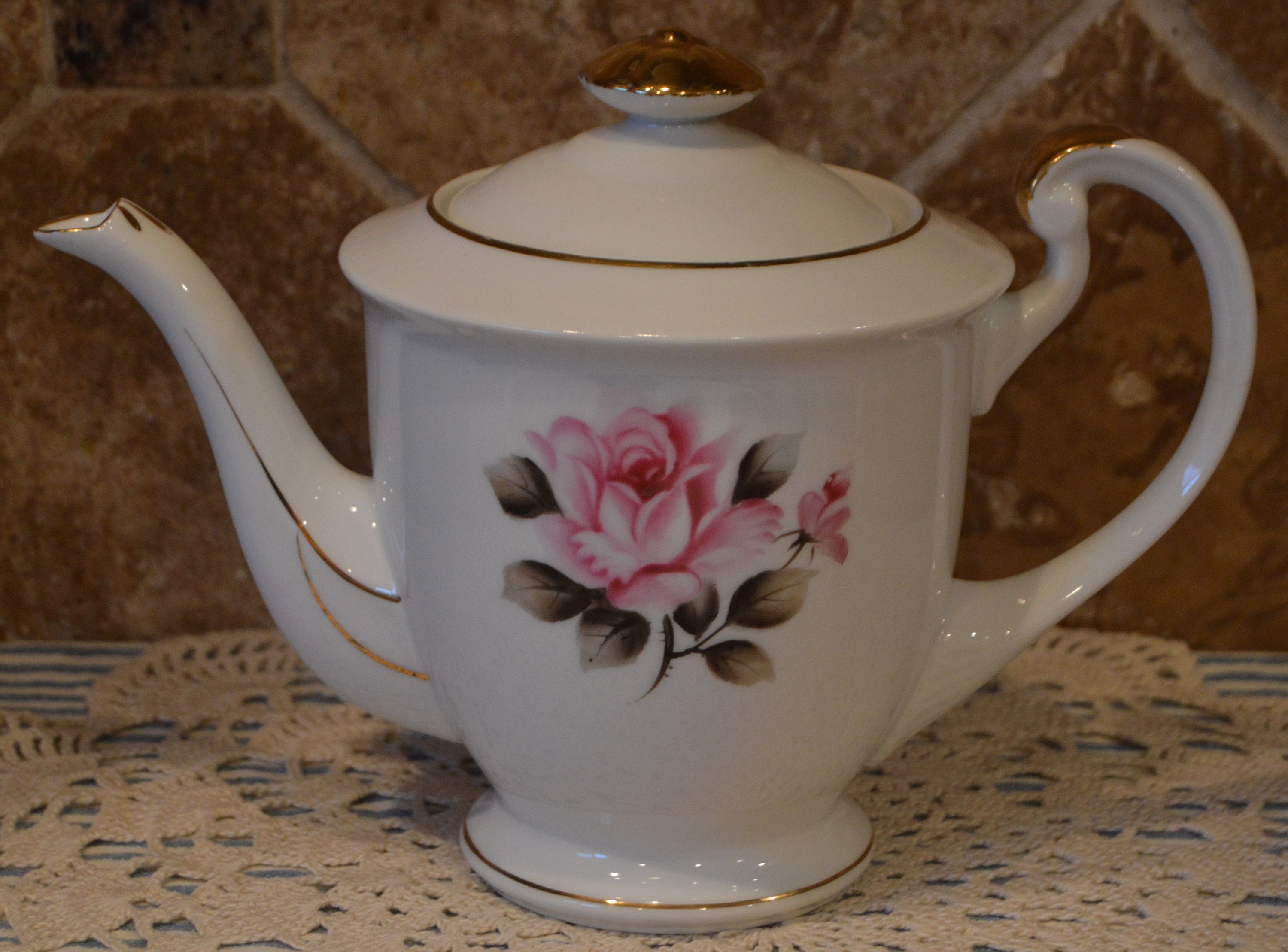 Vintage Noritake Kutani Pink Rose Tea Pot/coffee Pot~gold Trim~has