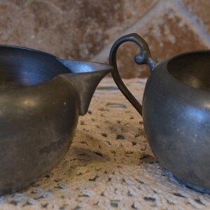 Cornwell Pewter Creamer and Sugar~Stamped Cornwell Middleton, CT USA~Nice Patina